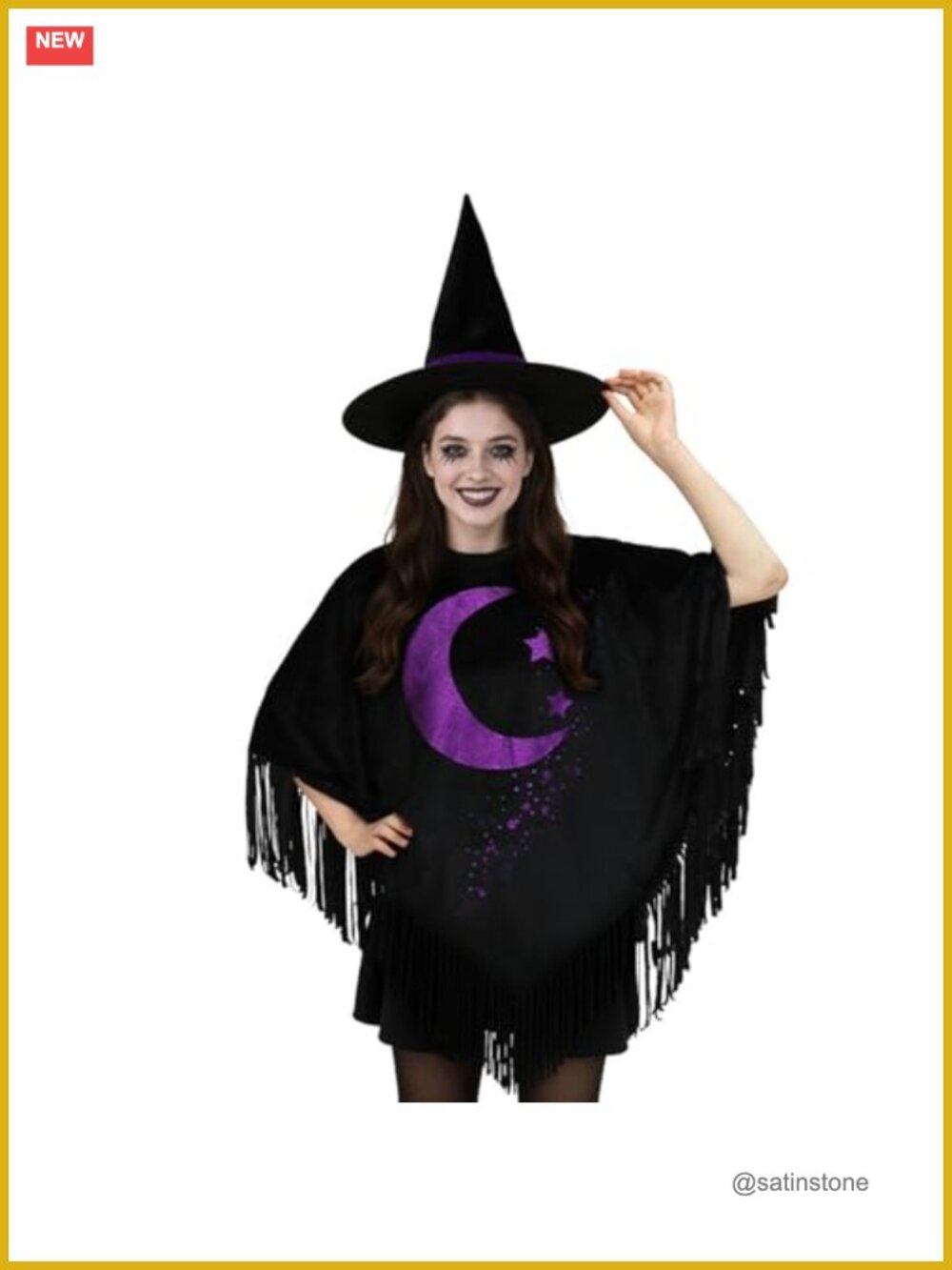 Witch Cape and Hat Set Poncho Costume Halloween One Size